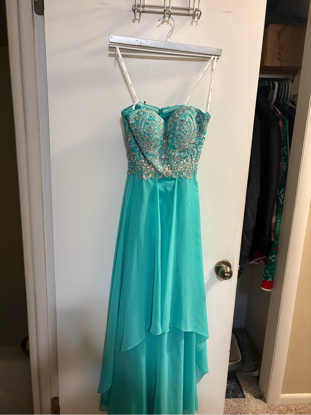 Juliet Turquoise Satin Party Dress - Teal & Aqua